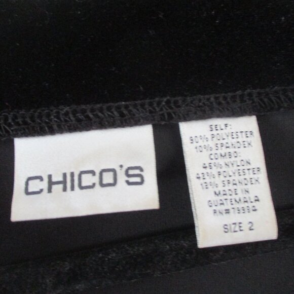 Chico’s Black Velvet Tunic Top Silver Collar Size 2 m l - Picture 2 of 3